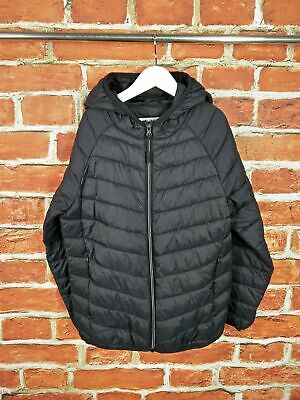 Boys Coat Age 9-10 Years M&S Black Light Padded Puffer Jacket Hood School 140Cm
