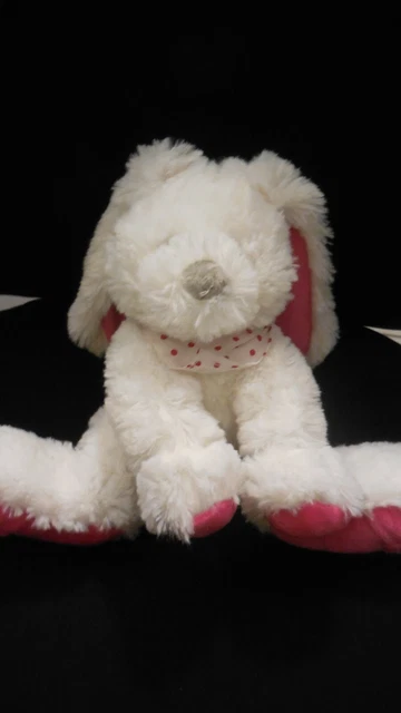 doudou peluche lapin blanc rose fushia bandana pois TOM & ZOE