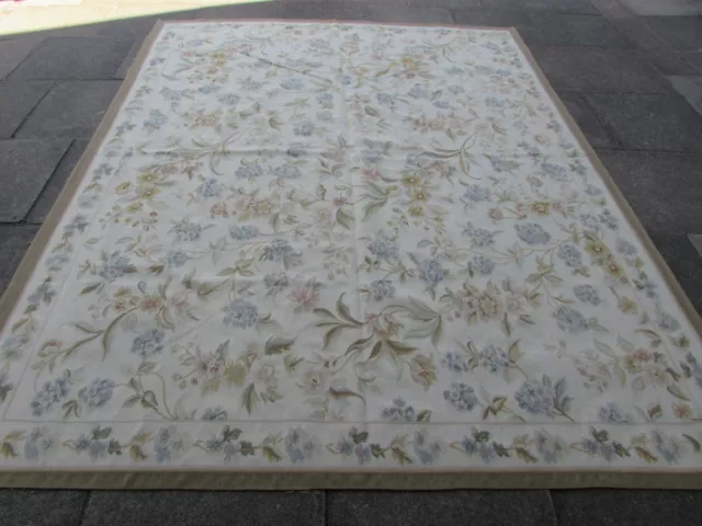 Vintage Hand Made French Design Wool Grey Blue Pink Original Aubusson 310X246cm