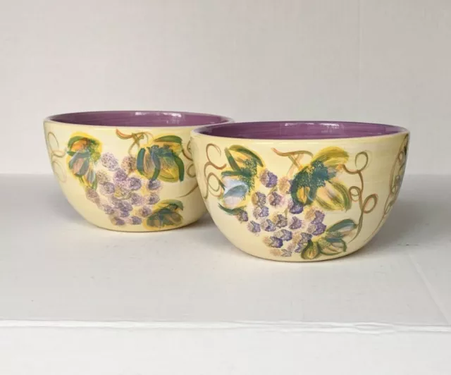 Tabletops Gallery Vintage Wine Hand Painted Hand Crafted Bowls (Set Of 2)