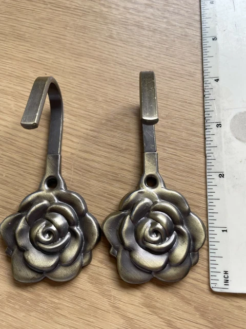 Curtain tie backs Antique Brass Roses  BNWT