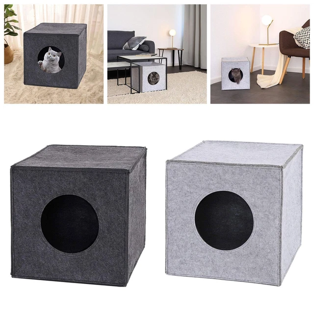 Felt Cave Cat Hideaway Sleeping Indoor Snooze Pet Cat Nest Cube Bed for