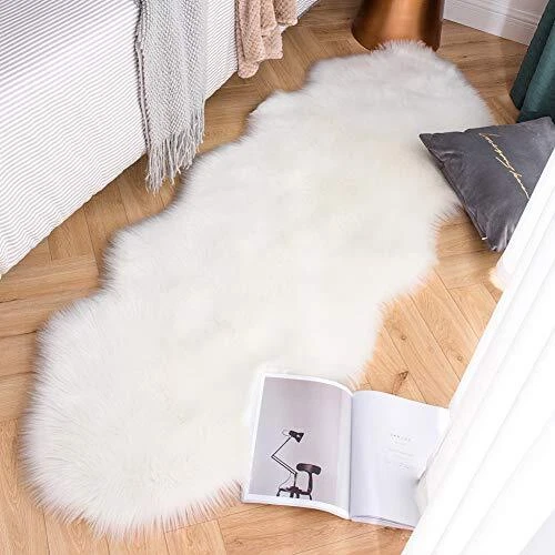 Carvapet Luxury Soft Faux Sheepskin Couch Seat Cushion Fake Fur Area Rugs for...