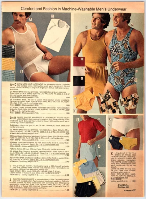 1976 SMALL LOT of Vintage Catalog Men's Underwear Sleep Wear Print Ads  Clippings $15.74 - PicClick
