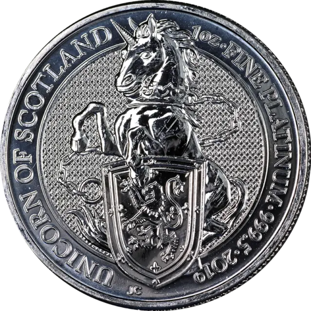 2019 Great Britain 1 oz Platinum Queen's Beasts - Unicorn of Scotland - BU STOCK
