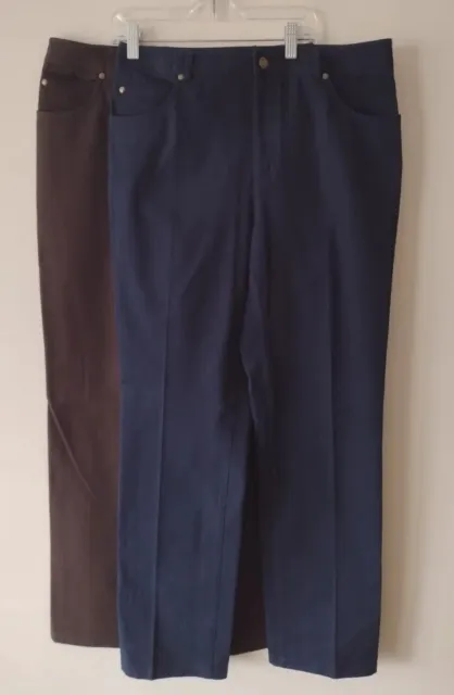 Lot of 2 Ellen Tracy Chino Trouser Pants Women's Size 8 Navy Brown Slim Stretch