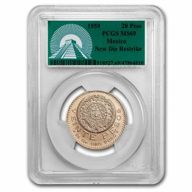 1959 Mexico Gold 20 Pesos MS-69 PCGS (Green Label New Dies) - SKU#277193