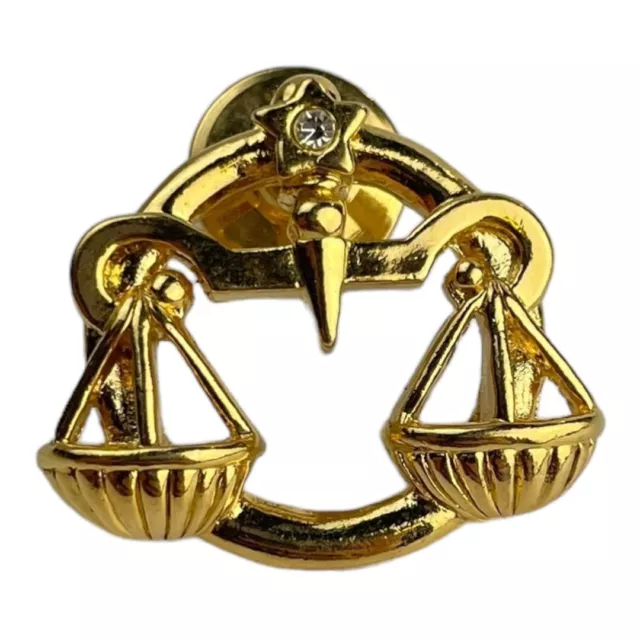 VTG Small Lapel Pin Brooch Gold Tone Scales of Justice Lawyer Career 1" Unisex