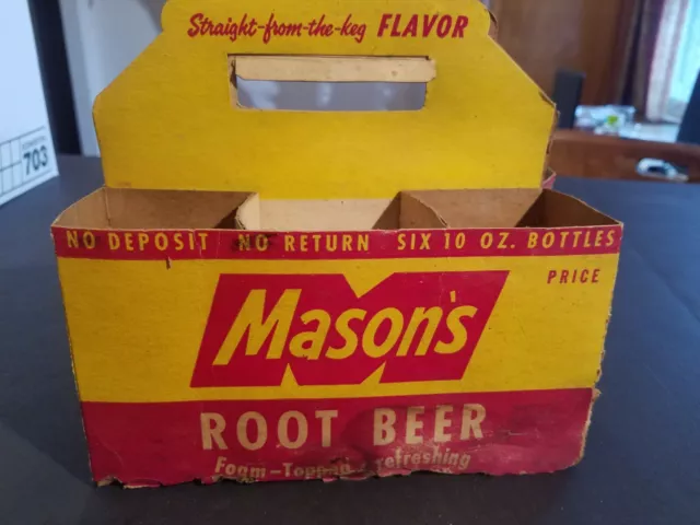 Vintage MASONS ROOT BEER 6-Pack Cardboard Carrier Case 10 Ounce