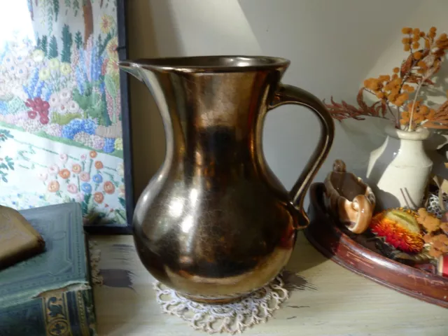 Vintage Prinknash pottery England Piece Gold / Copper Lustre Jug