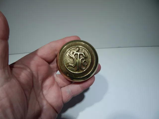 ANTIQUE VICTORIAN HEAVY BRASS DOOR KNOB WITH LOGO FOR "ST Co" - ART NOUVEAU