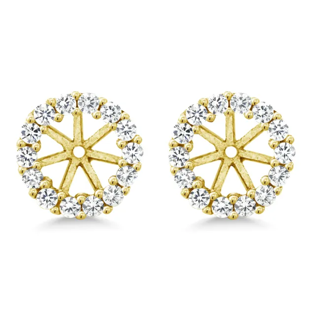 925 Yellow Gold Plated Sterling Silver Earring Jackets for 5mm Round Studs