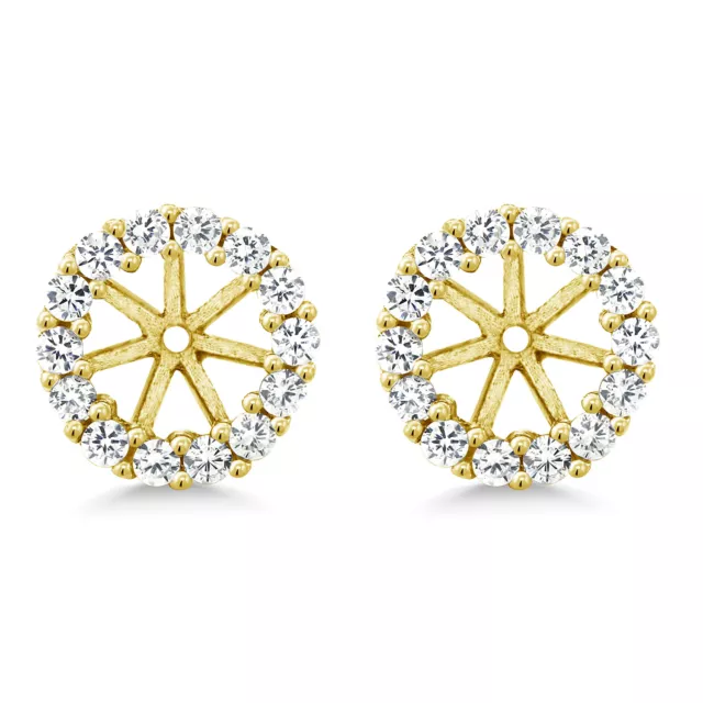 925 Yellow Gold Plated Sterling Silver Earring Jackets for 5mm Round Studs