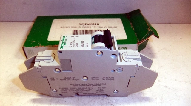 Schneider Electric 10A Circuit Breaker SQD 60210 C60N Schneider Electric 10A Circuit Breaker SQD 60210 C60N
