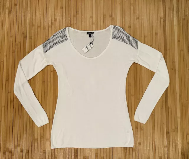 NWT EXPRESS EMBELLISHED Rhinestone Shoulder Women’s Sweater Sz Medium $59.90