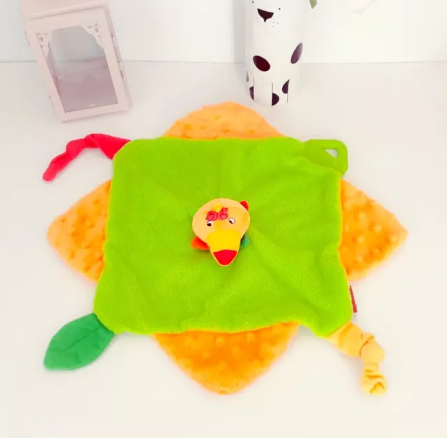 Doudou peluche pelican oiseau toucan vert orange rouge  dent babymoov bird plush