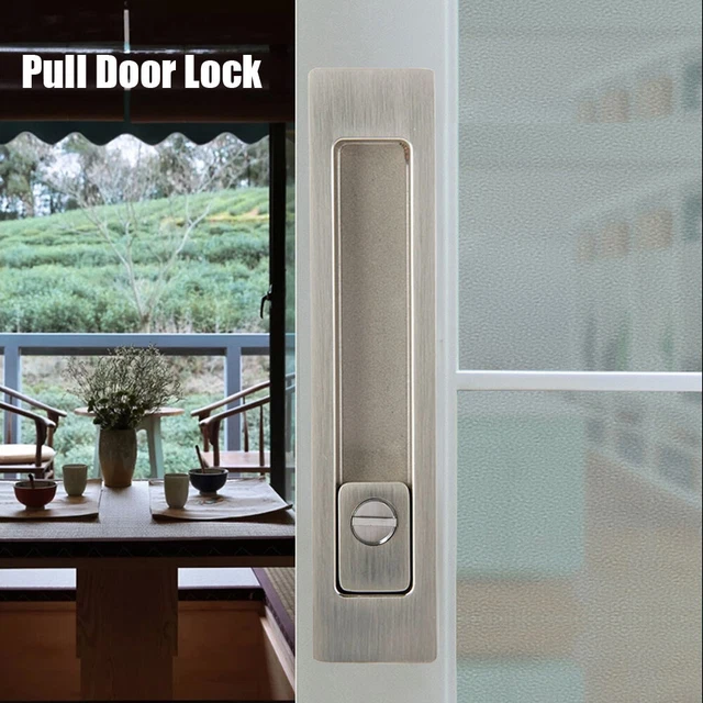 RECESSED SLIDING POCKET Door Privacy Lock Pull Handles Kit Hardware No