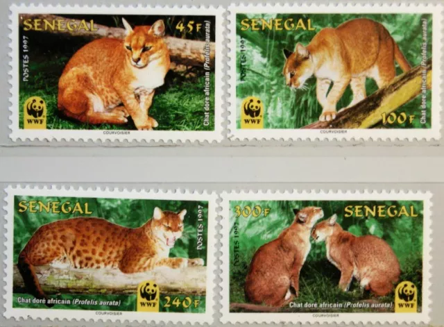 SENEGAL 1997 1515-18 1294-97 WWF Naturschutz Goldkatze Gold Cat Fauna MNH