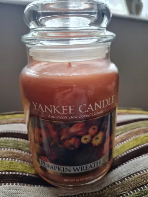 YANKEE CANDLE Large Jar. Pumpkin Wreath Deerfield Label. 623g 22oz Brand New HTF