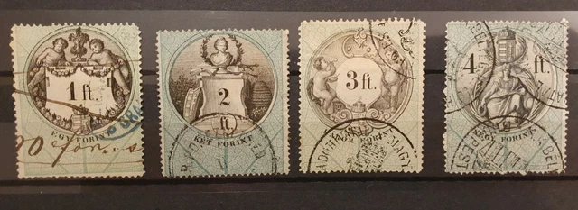 Satz Stempelmarken Ungarn 19. Jahrhundert (22) mit Höchstwerten bis 10 Gulden! 2