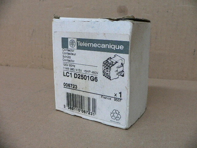 Telemecanique LC1D2501G6 Contactor- 120V, 60Hz, 3 Pole