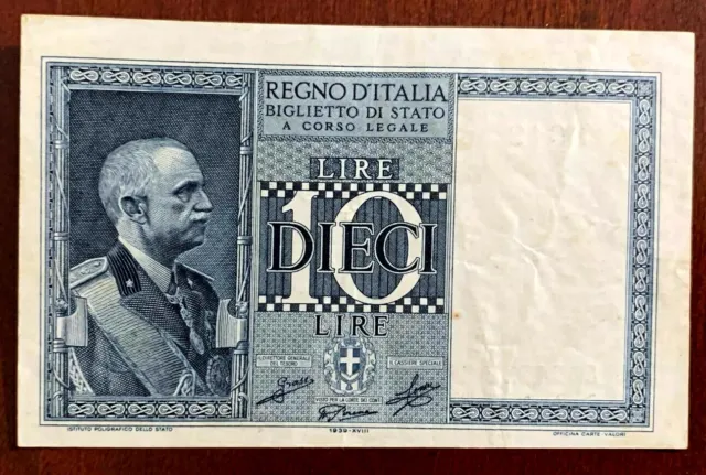 1939 Italy Banknote 10 Lire P#25