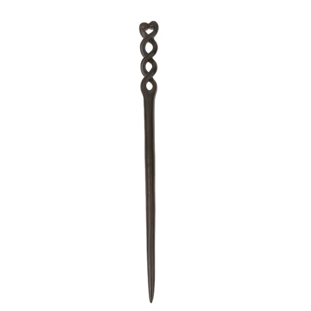 Simple Elegant Handmade Twist Spiral Ebony Hair Sticks Pins Headdress Black