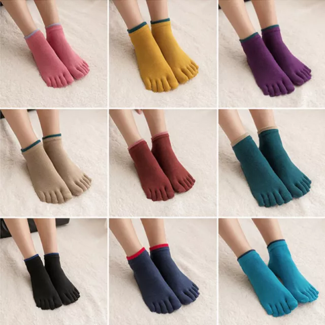 Femme SPORTS Yoga Chaussettes Anti-dérapant Cinq Doigts Ballet Fitness Coton ✿