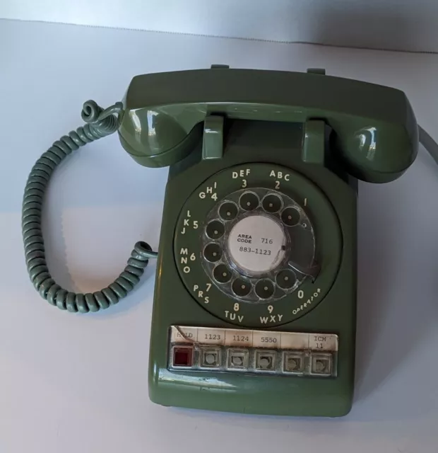 Vintage ITT Model 564 Rotary Dial Multi Line Office Desk Avocado Green Telephone 2