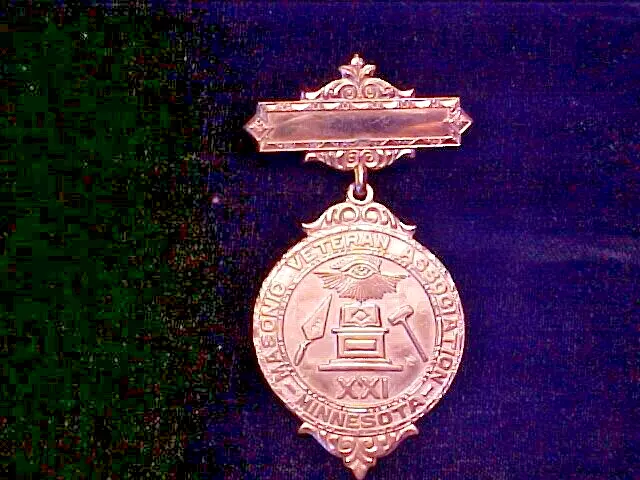 MASONIC VETERAN ASSOCIATION Minnesota 2 Piece Medal Gold Filled Early 1900s