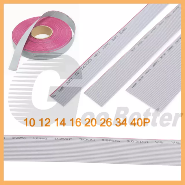 Flachbandkabel grau 10-14-16-20-26-30-40-50 polig 28AWG 1,27mm Flachkabel kabel
