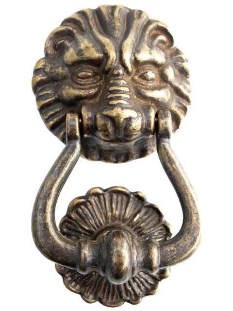 Heurtoir de porte / Marteau d'entrée en laiton vieilli - Tête de lion