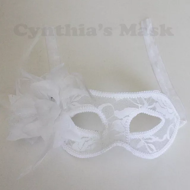 White Cat Woman Venetian Mask Mardi Gras Halloween Party Masquerade Mask