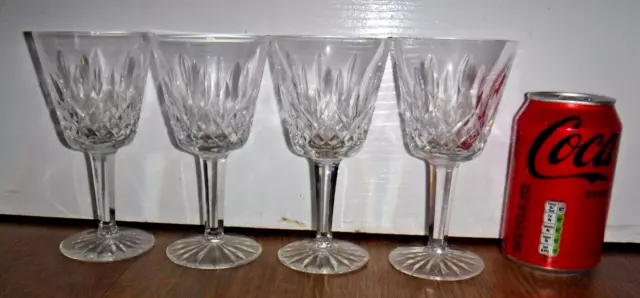 4 x Waterford Lismore Claret Wine Glasses ~ 5 7/8" High ~ Signed ~ Excellent