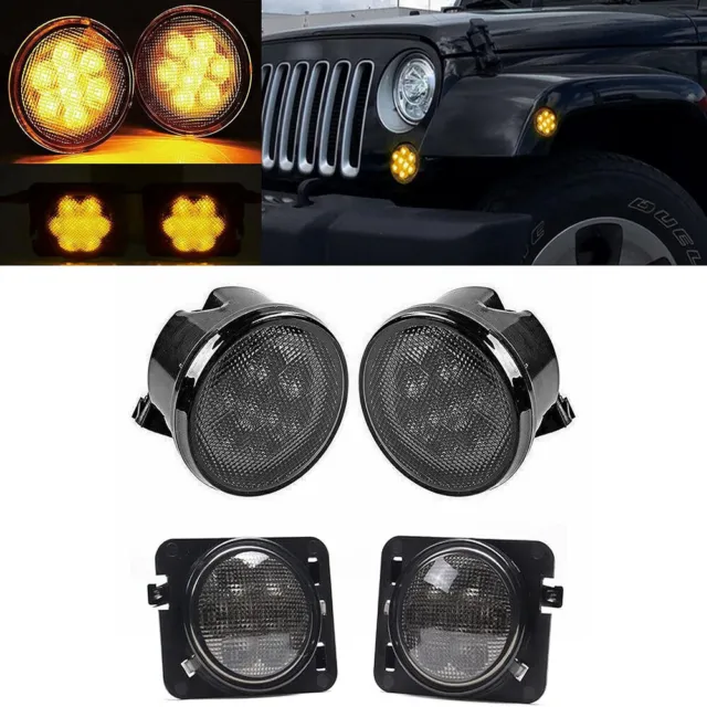 4X Clignotants Avant à LED pour Jeep Wrangler JK 07-2017