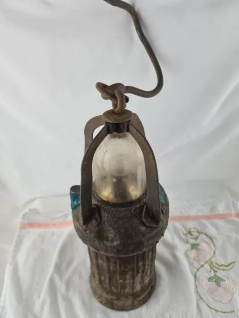 Original alte sehr dekorative Grubenlampe Bergbau Bergmannslampe Vintage 2