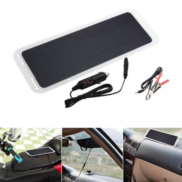 Portable 12V 5W Solar Panel Power Monocrystal Backup Charger Kit For Car Battery