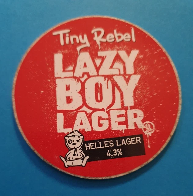CRAFT BEER KEG font pump badge TINY REBEL brewery LAZY BOY LAGER ale