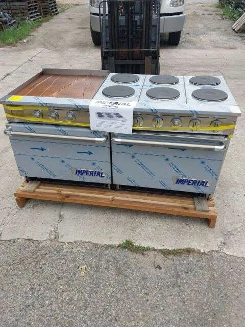IMPERIAL 60" Commercial Electric Range 6 French Plates 24" Griddle 2 Ovens IMPERIAL 60" Commercial Electric Range 6 French Plates 24" Griddle 2 Ovens