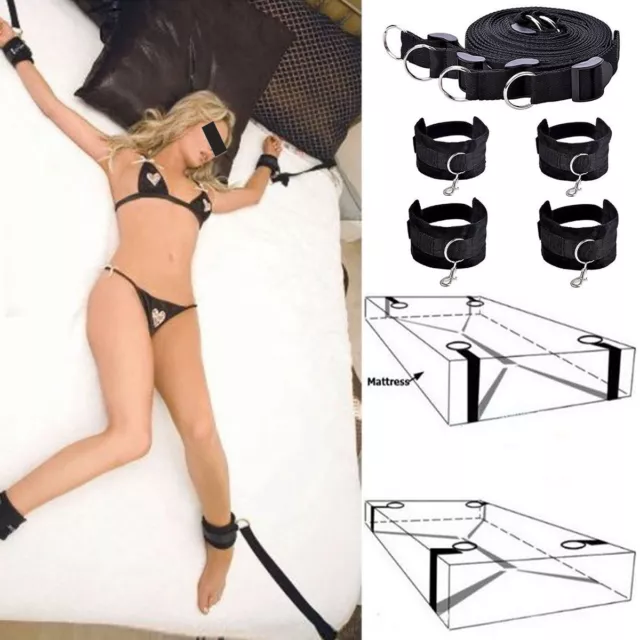 Kit Bondage Costrittivo Set Manette Fetish Cavigliere BDSM sesso Legare letto