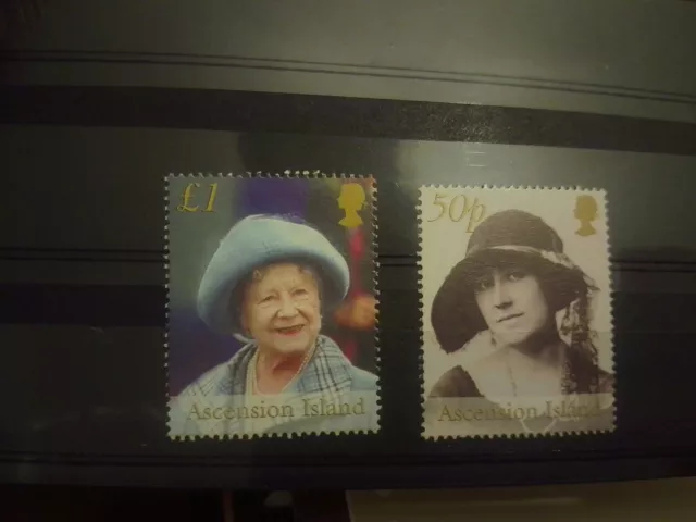 MNH Queen Mother Ascension Is 2 Stamps £1 , 50p