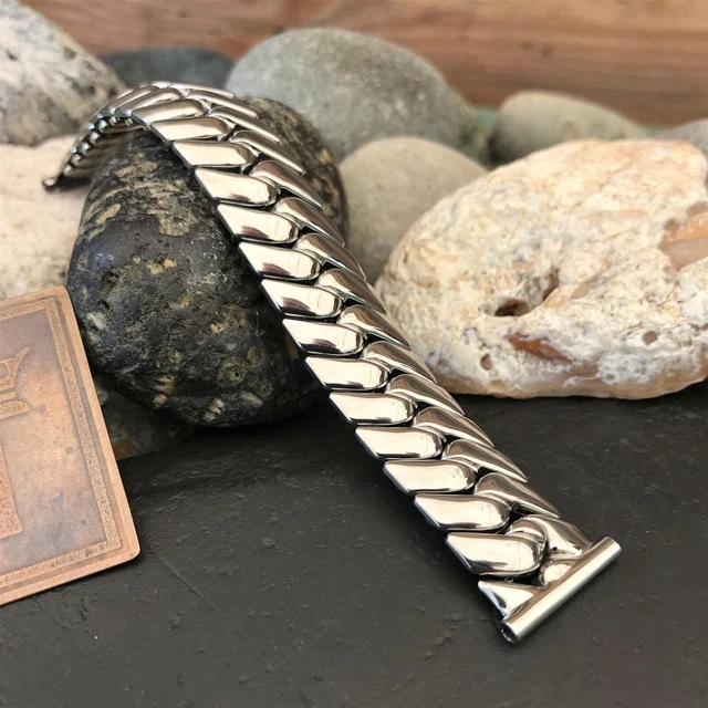 rare 3/4" Flex-Let USA Premium Stainless Steel nos 1950s Vintage Watch Band
