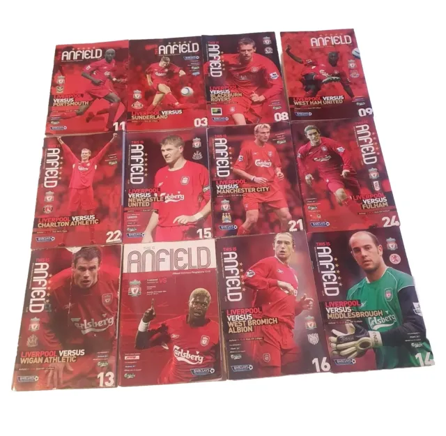 12 X Liverpool Lfc Official Match Day Programme Bundle 04/05/06 Season's