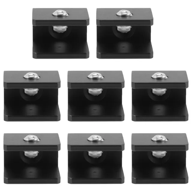 8 Pcs Glass Mounting Brackets Black Shelves Clip Practical Shelf
