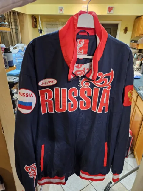 BOSCO Sport RUSSIA Olympic Jacket 2XL Winter Team Full Zip Spell Out
