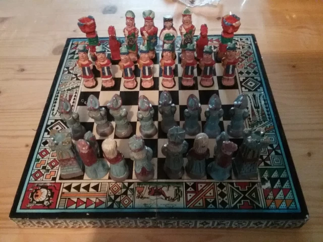 Jeu d'échecs en terre cuite avec une planche de pierre 1950 - Catawiki
