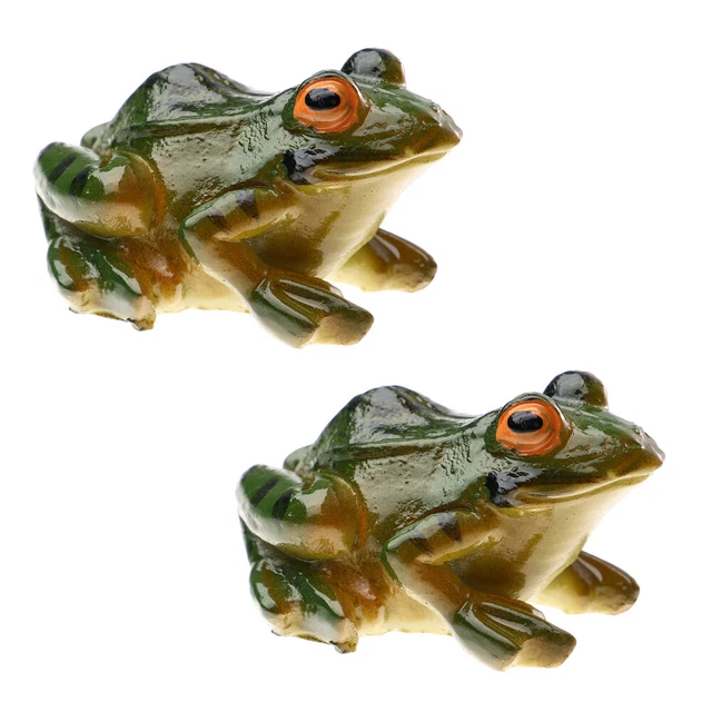 2pcs Frog Figurines Desktop Home Ornament Frog-Shaped Statue Resin Figurine