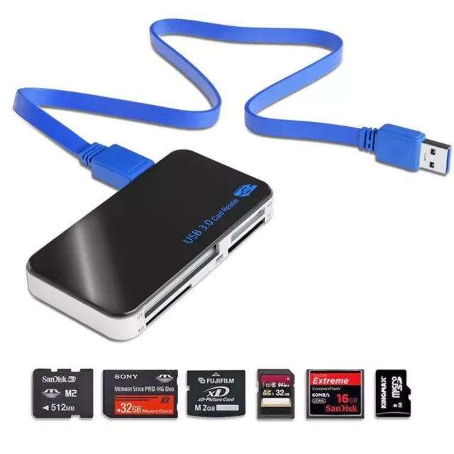 Externer USB 3.0 All in One Cardreader Kartenlesegerät SD XD, CF, M2 MS