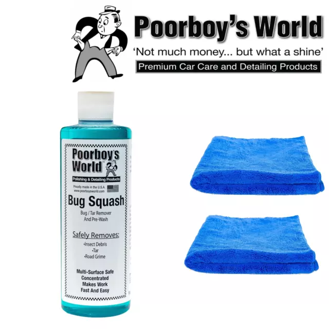 Poorboys World Bug Squash Mult Fläche Reiniger 473ml & 2x Mikrofaser Handtücher