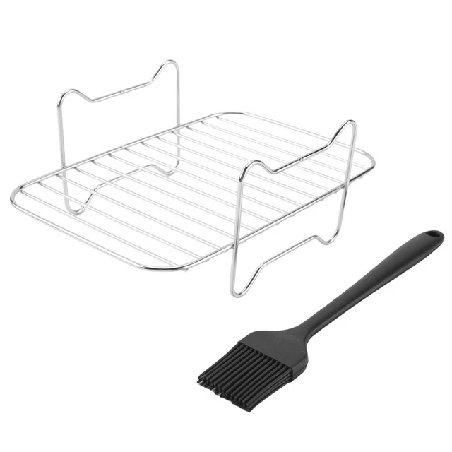 Rack Per Friggitrice Ad Aria 3 Strati In Acciaio Inossidabile 304, Accessorio Impilabile Rotondo Per Cestello, Compatibile Con Friggitrici Da 4.2 A 5.8 QT, Disidratatore Multiuso, Facile Da Pulire
